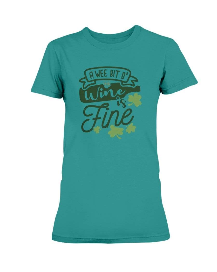Shirts Antique Jade Dome / S Winey Bitches Co "A Wee Bit O' Wine Is Fine" Ladies Missy T-Shirt WineyBitchesCo