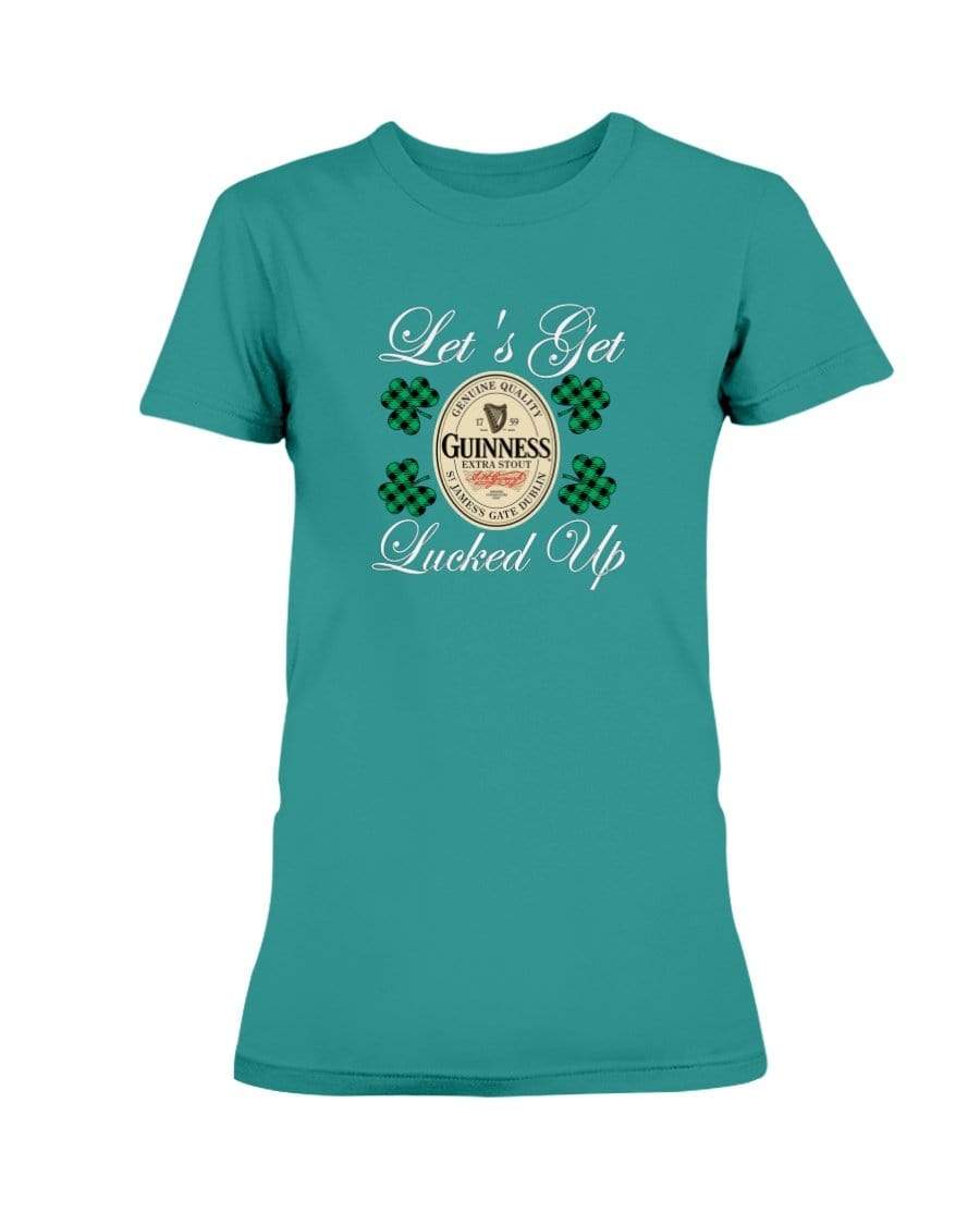 Shirts Antique Jade Dome / S Winey Bitches Co "Let's Get Lucked Up" Guinness Wht Lettering Ladies Missy T-Shirt WineyBitchesCo