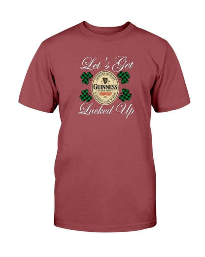 Shirts Antque Cherry Red / S Winey Bitches Co "Let's Get Lucked Up" Guinness Wht Lettering Ultra Cotton T-Shirt WineyBitchesCo