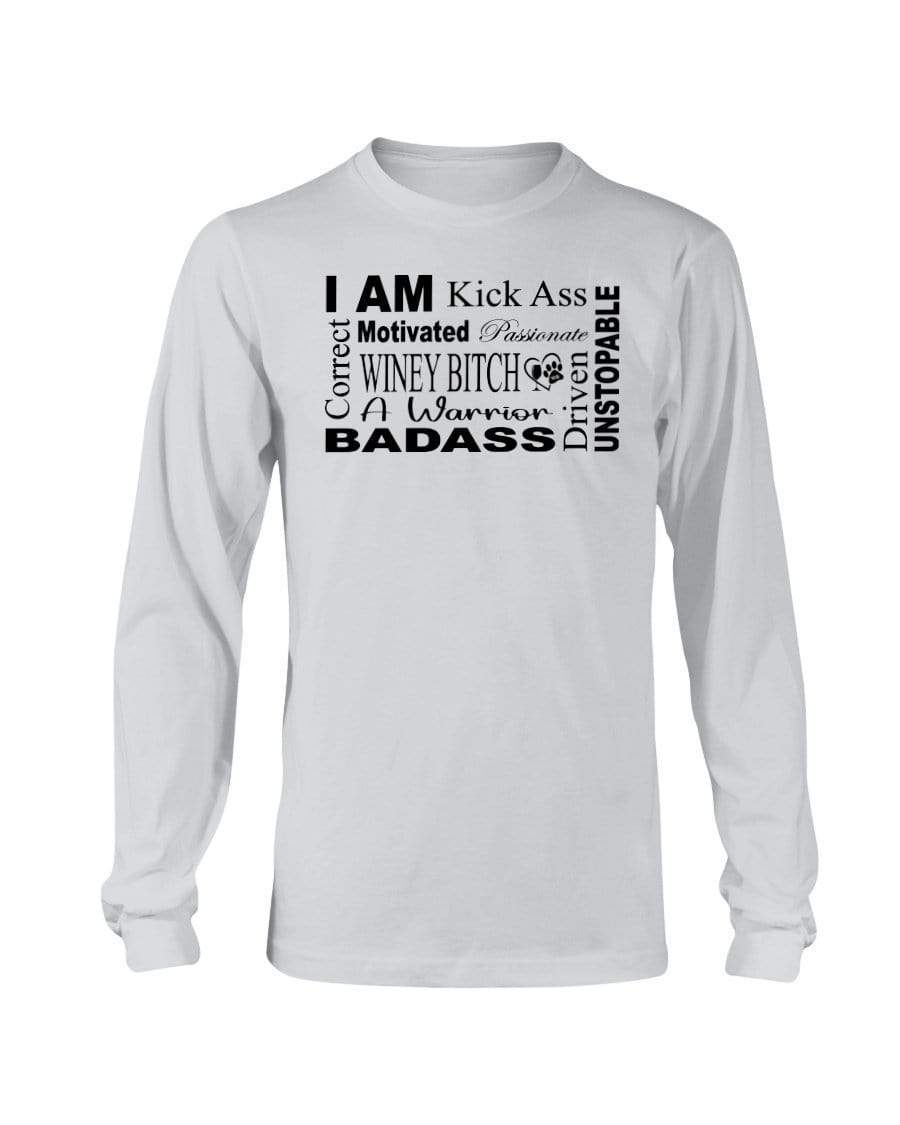 Shirts Ash / S Winey Bitches Co "I Am Motivated" Black Lettering- Long Sleeve T-Shirt WineyBitchesCo