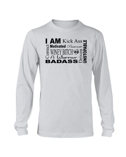 Shirts Ash / S Winey Bitches Co "I Am Motivated" Black Lettering- Long Sleeve T-Shirt WineyBitchesCo