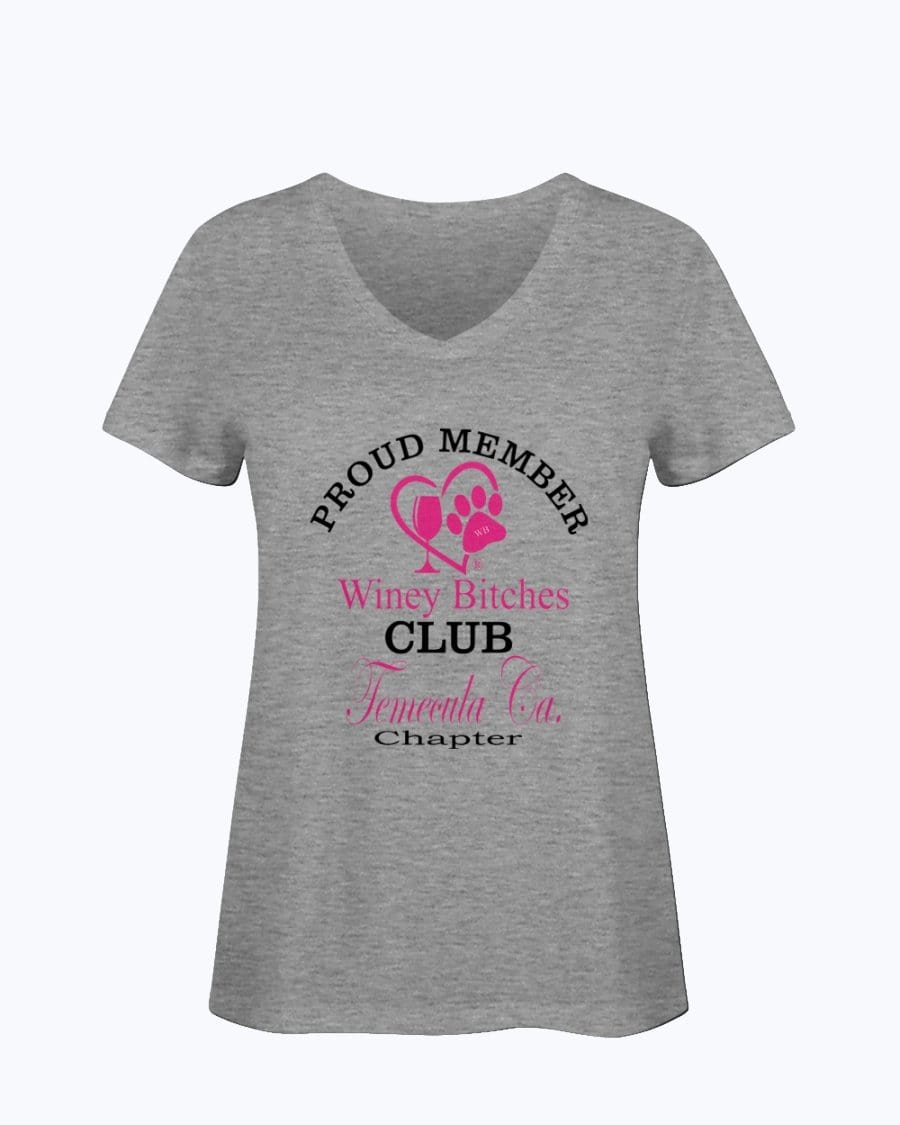 Shirts Athletic Heather / S Winey Bitches Club- Proud Member- Temecula Ca Chapter -Ladies HD V Neck T WineyBitchesCo