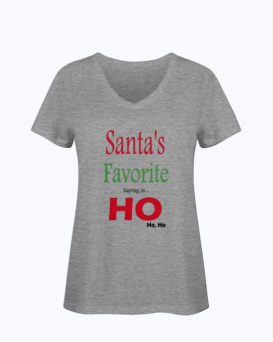 Shirts Athletic Heather / S Winey Bitches Co "Santa's Favorite Saying" Ladies HD V Neck T WineyBitchesCo