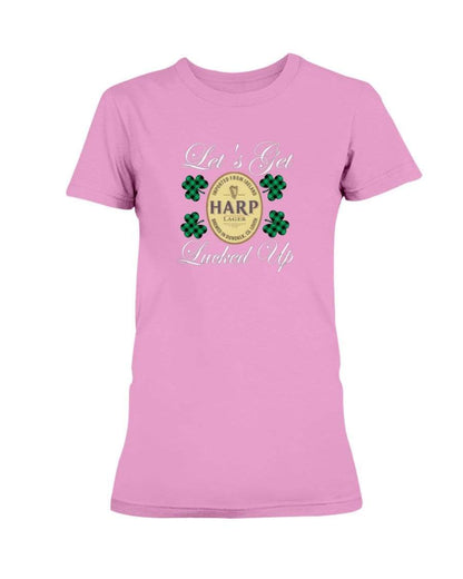 Shirts Azalea / S Winey Bitches Co "Let's Get Lucked Up" Harp Wht Lettering Ladies Missy T-Shirt WineyBitchesCo