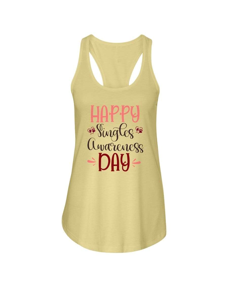 Shirts Banana Cream / XS Winey Bitches Co "Happy Single Awareness Day" Ladies Racerback Tank Top* WineyBitchesCo