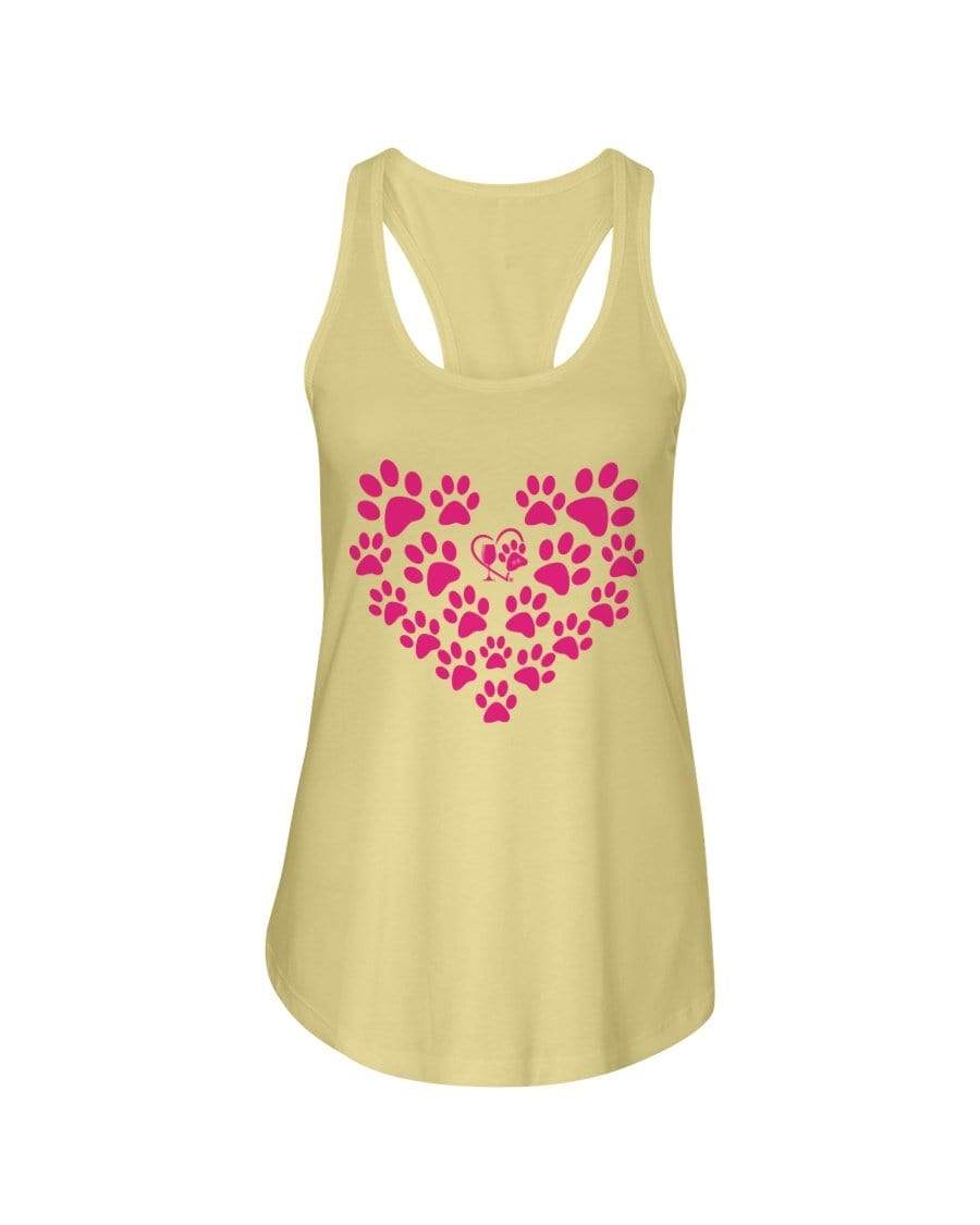 Shirts Banana Cream / XS Winey Bitches Co Heart Paws (Pink) Ladies Racerback Tank WineyBitchesCo