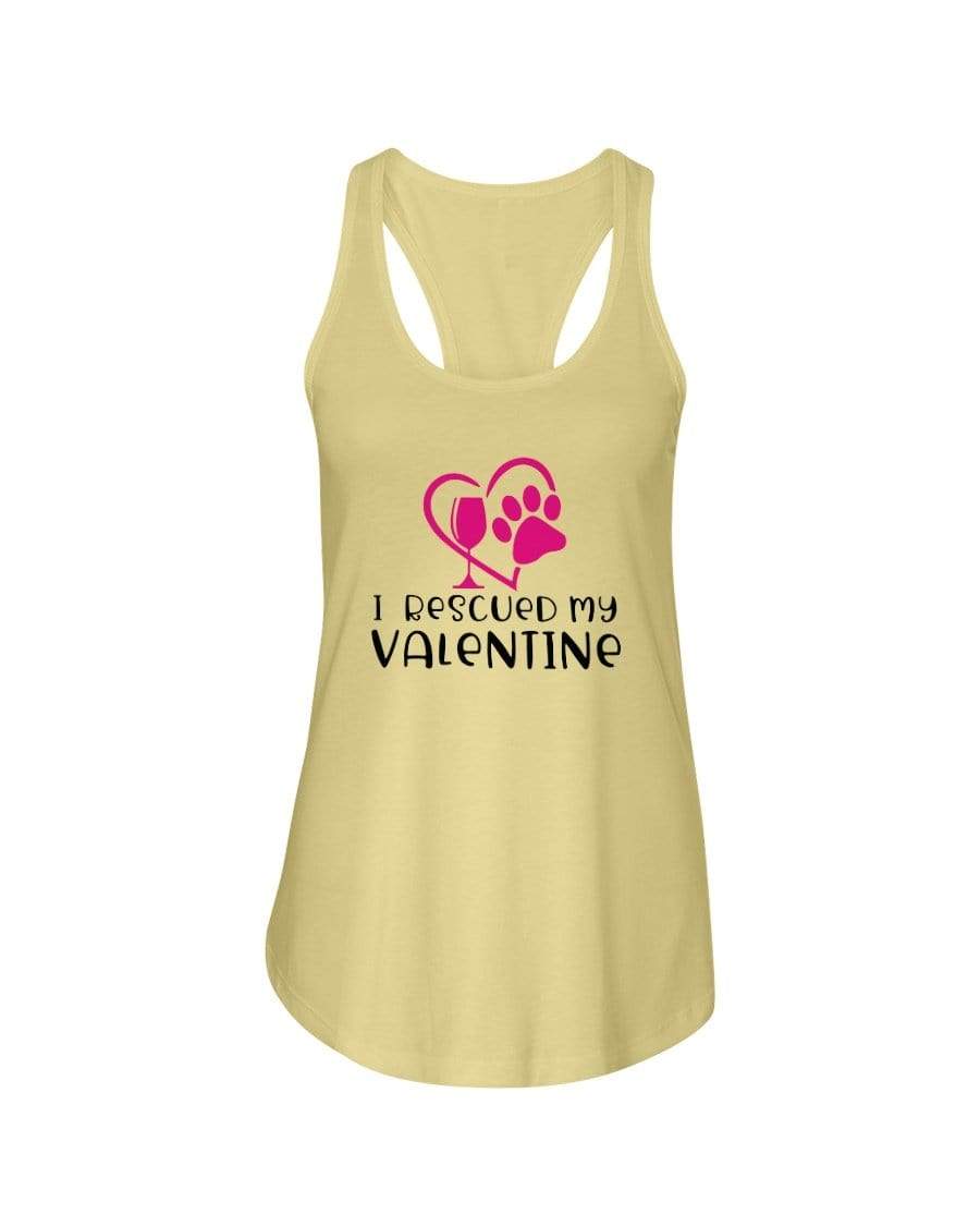 Shirts Banana Cream / XS Winey Bitches Co "I Rescued My Valentine" Ladies Racerback Tank Top* WineyBitchesCo