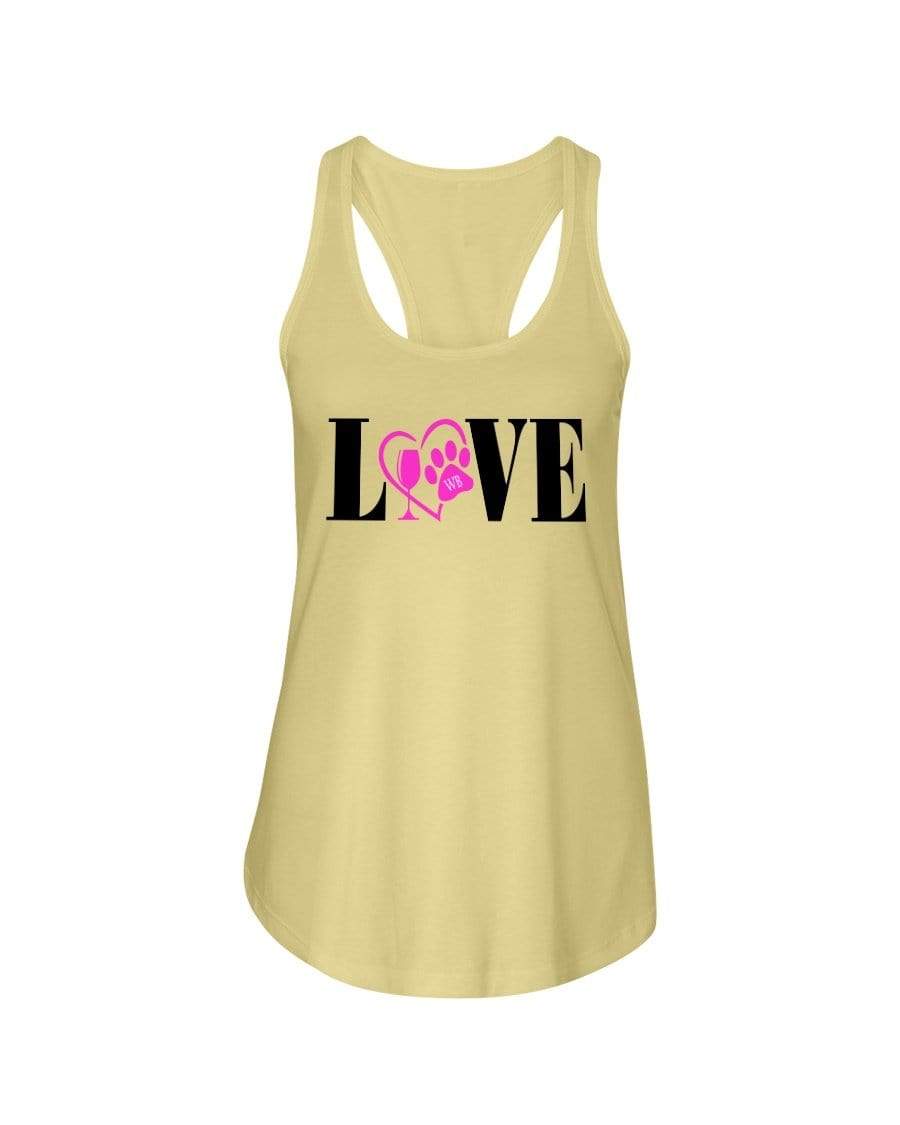 Shirts Banana Cream / XS Winey Bitches Co "Love" Blk Letters Ladies Racerback Tank Top* WineyBitchesCo