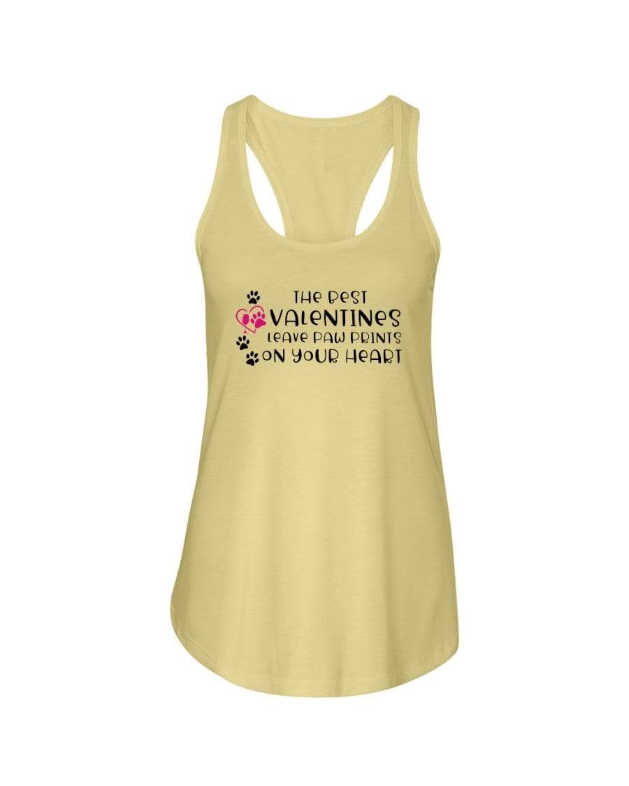 Shirts Banana Cream / XS Winey Bitches Co "The Best Valentines Leave Paw Prints On Your Heart" Ladies Racerback Tank Top* WineyBitchesCo