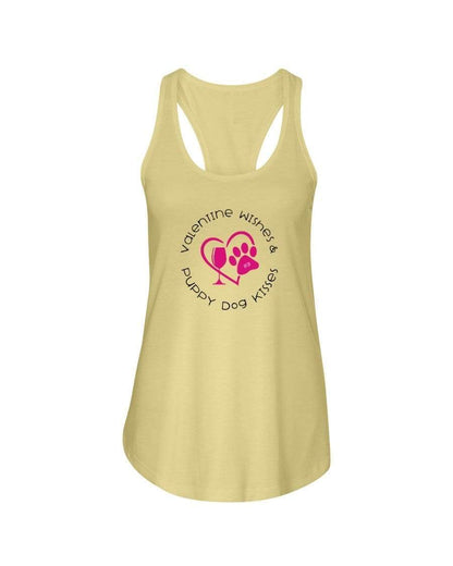 Shirts Banana Cream / XS Winey Bitches Co "Valentine Wishes And Puppy Dog Kisses" (Heart) Ladies Racerback Tank Top* WineyBitchesCo
