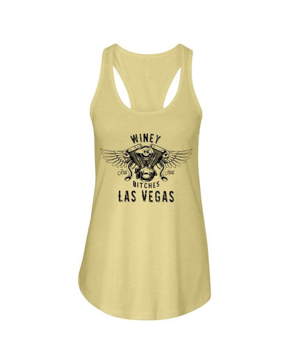 Shirts Banana Cream / XS Winey Bitches "Ride Hard Las Vegas" Ladies Racerback Tank-Blk Ltrs WineyBitchesCo