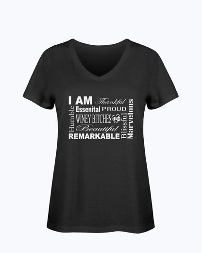 Shirts Black / S Winey Bitches Co "I Am Proud" White Lettering- Ladies HD V Neck T WineyBitchesCo