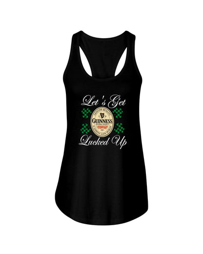 Shirts Black / XS Winey Bitches Co "Let's Get Lucked Up" Guinness Wht Lettering Ladies Racerback Tank WineyBitchesCo