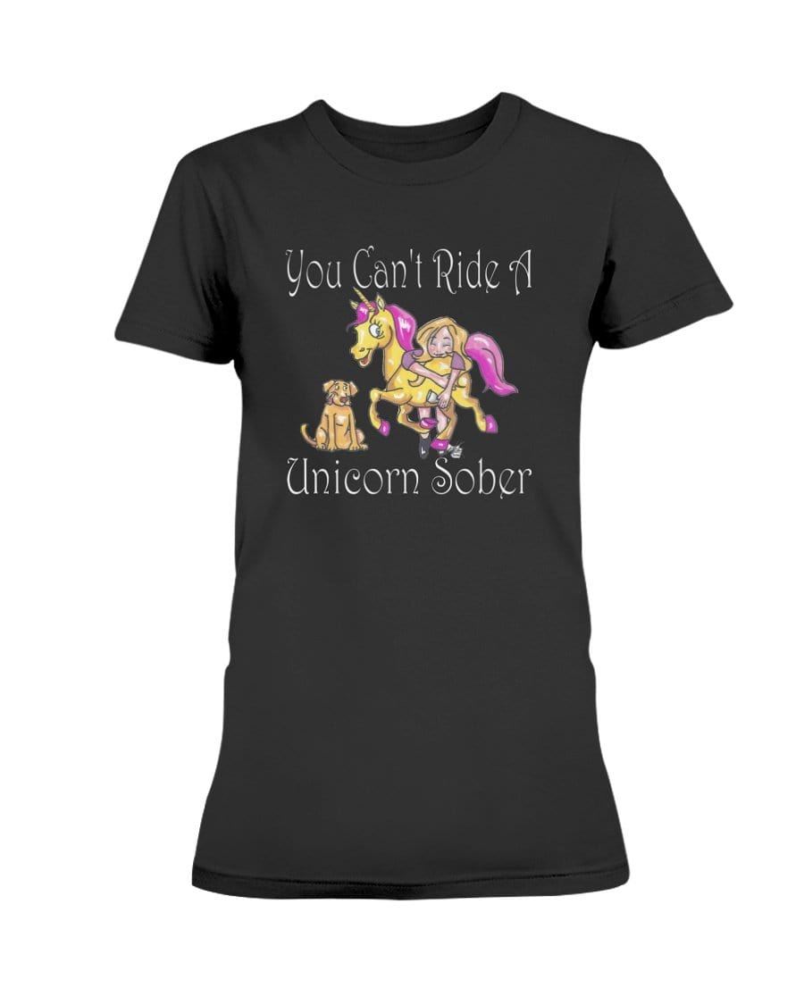 Shirts Black / XS Winey Bitches Co "You Can't Ride A Unicorn Sober" Ultra Ladies T-Shirt WineyBitchesCo