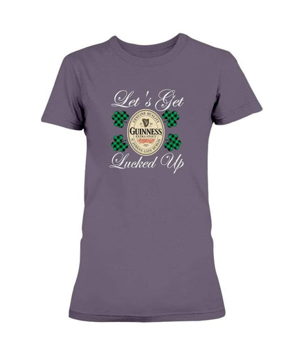 Shirts Blackberry / S Winey Bitches Co "Let's Get Lucked Up" Guinness Wht Lettering Ladies Missy T-Shirt WineyBitchesCo