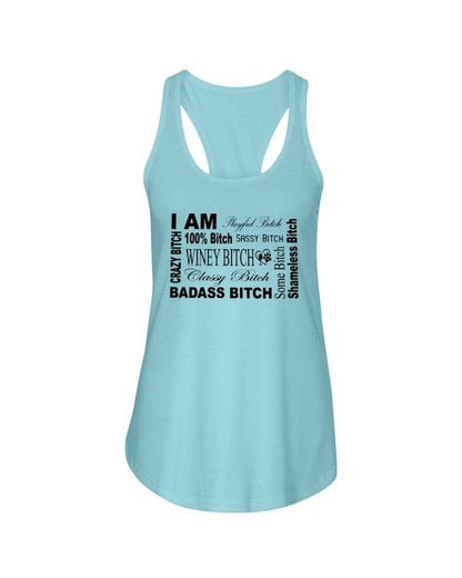 Shirts Cancun / XS Winey Bitches Co "I Am Bitch"-Black Letters- Ladies Racerback Tank WineyBitchesCo