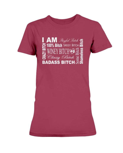 Shirts Cardinal Red / XS Winey Bitches Co "I Am Bitch-White Letters" Ultra Ladies T-Shirt WineyBitchesCo
