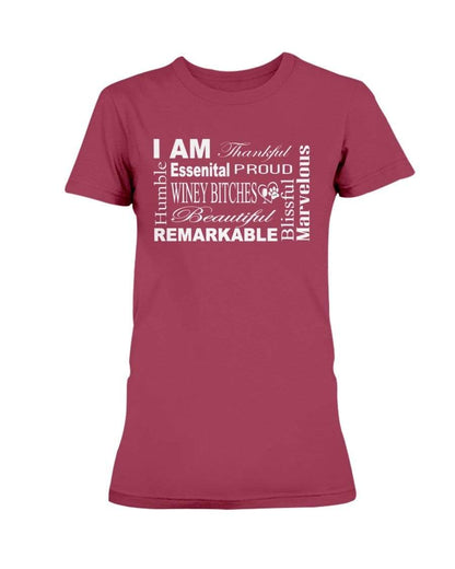 Shirts Cardinal Red / XS Winey Bitches Co "I Am Essential" White Letters-Ultra Ladies T-Shirt WineyBitchesCo