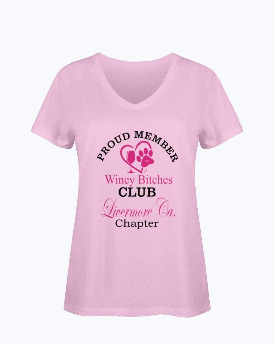 Shirts Classic Pink / S Winey Bitches Club- Proud Member-Livermore Ca Chapter - Ladies HD V Neck T WineyBitchesCo