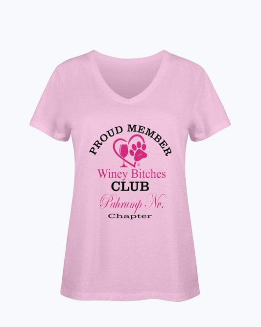 Shirts Classic Pink / S Winey Bitches Club Proud Member- Pahrump Nv Chapter Ladies HD V Neck T WineyBitchesCo