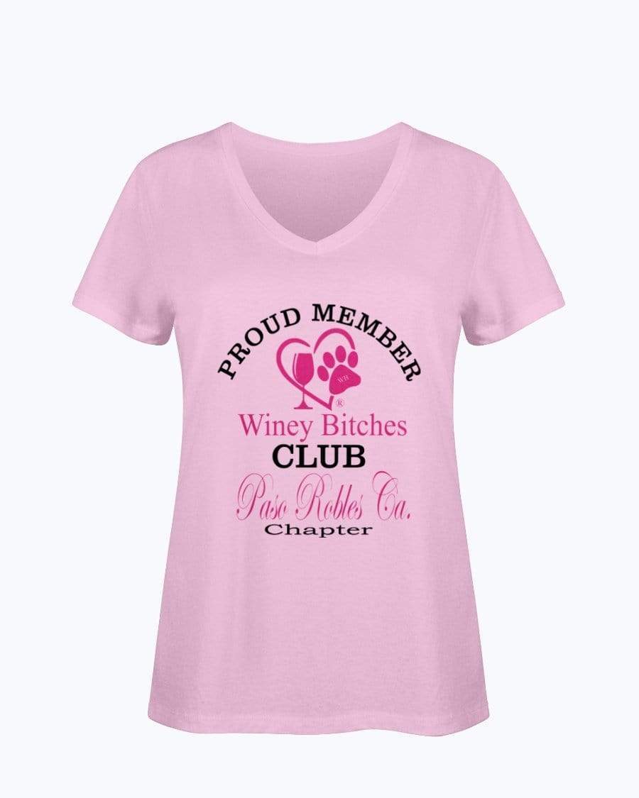 Shirts Classic Pink / S Winey Bitches Club- Proud Member-Paso Robles Ca Chapter - Ladies HD V Neck T WineyBitchesCo