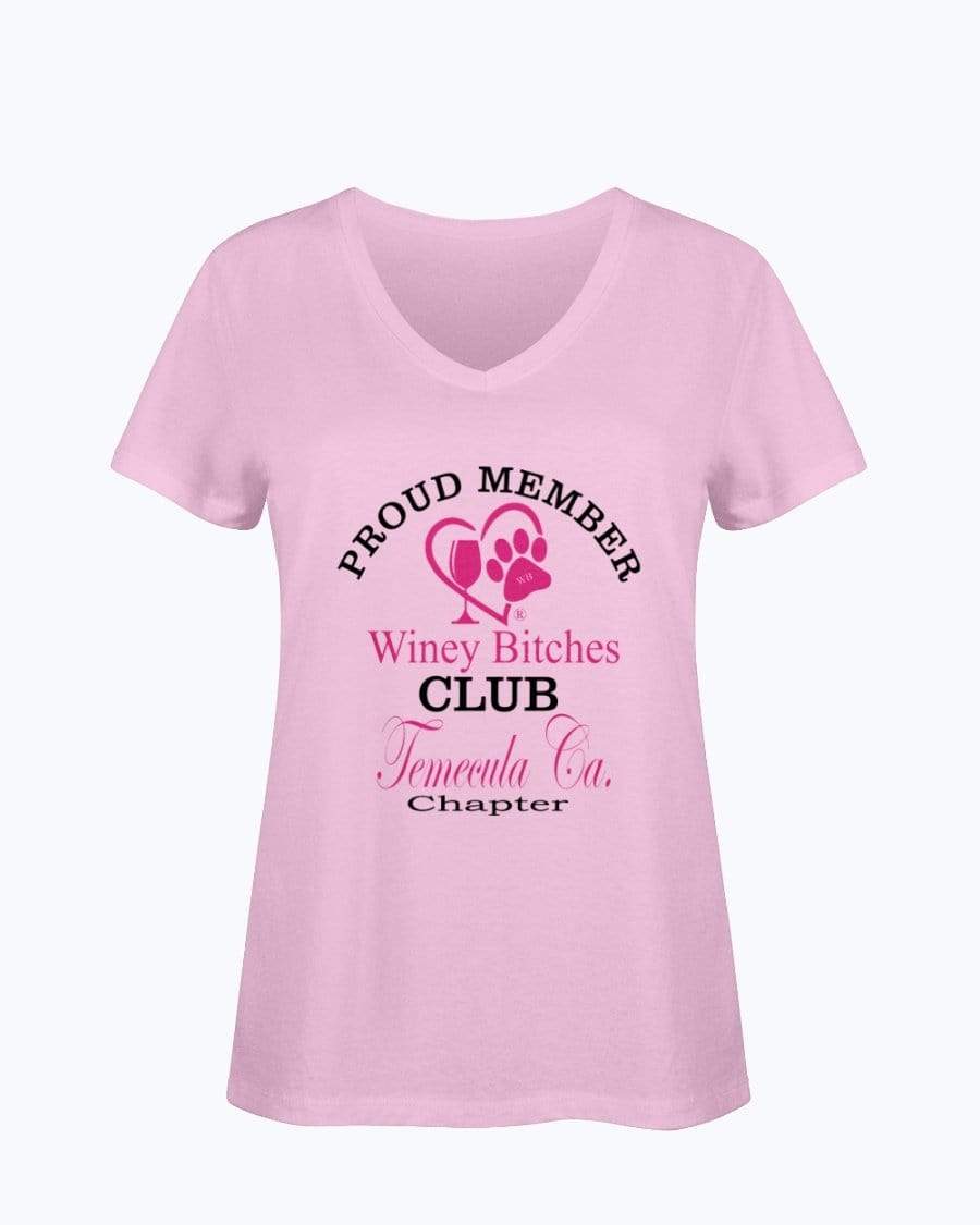 Shirts Classic Pink / S Winey Bitches Club- Proud Member- Temecula Ca Chapter -Ladies HD V Neck T WineyBitchesCo