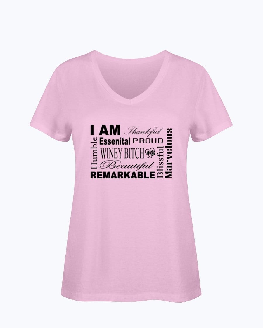 Shirts Classic Pink / S Winey Bitches Co "I Am Proud" Black Lettering- Ladies HD V Neck T WineyBitchesCo