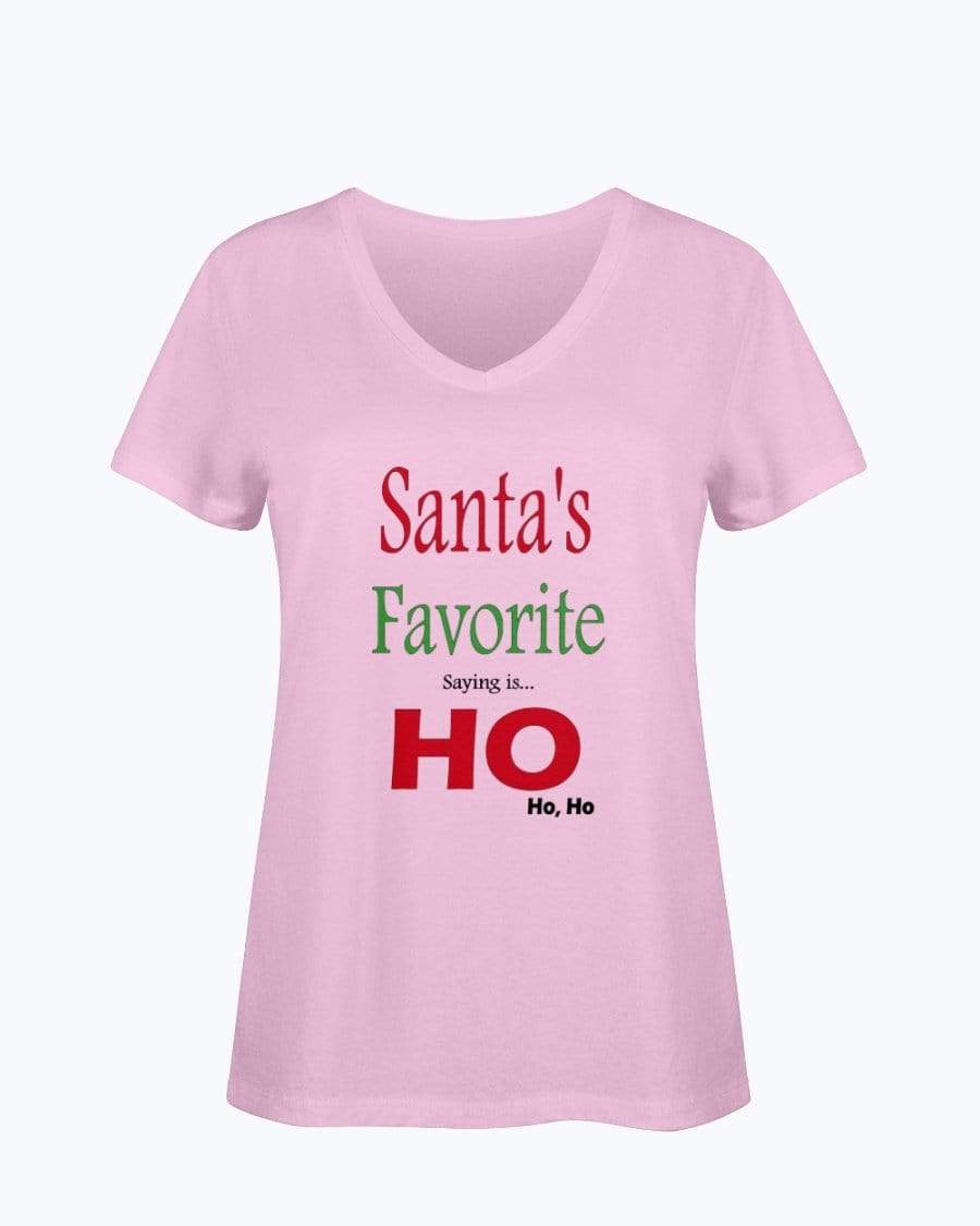 Shirts Classic Pink / S Winey Bitches Co "Santa's Favorite Saying" Ladies HD V Neck T WineyBitchesCo