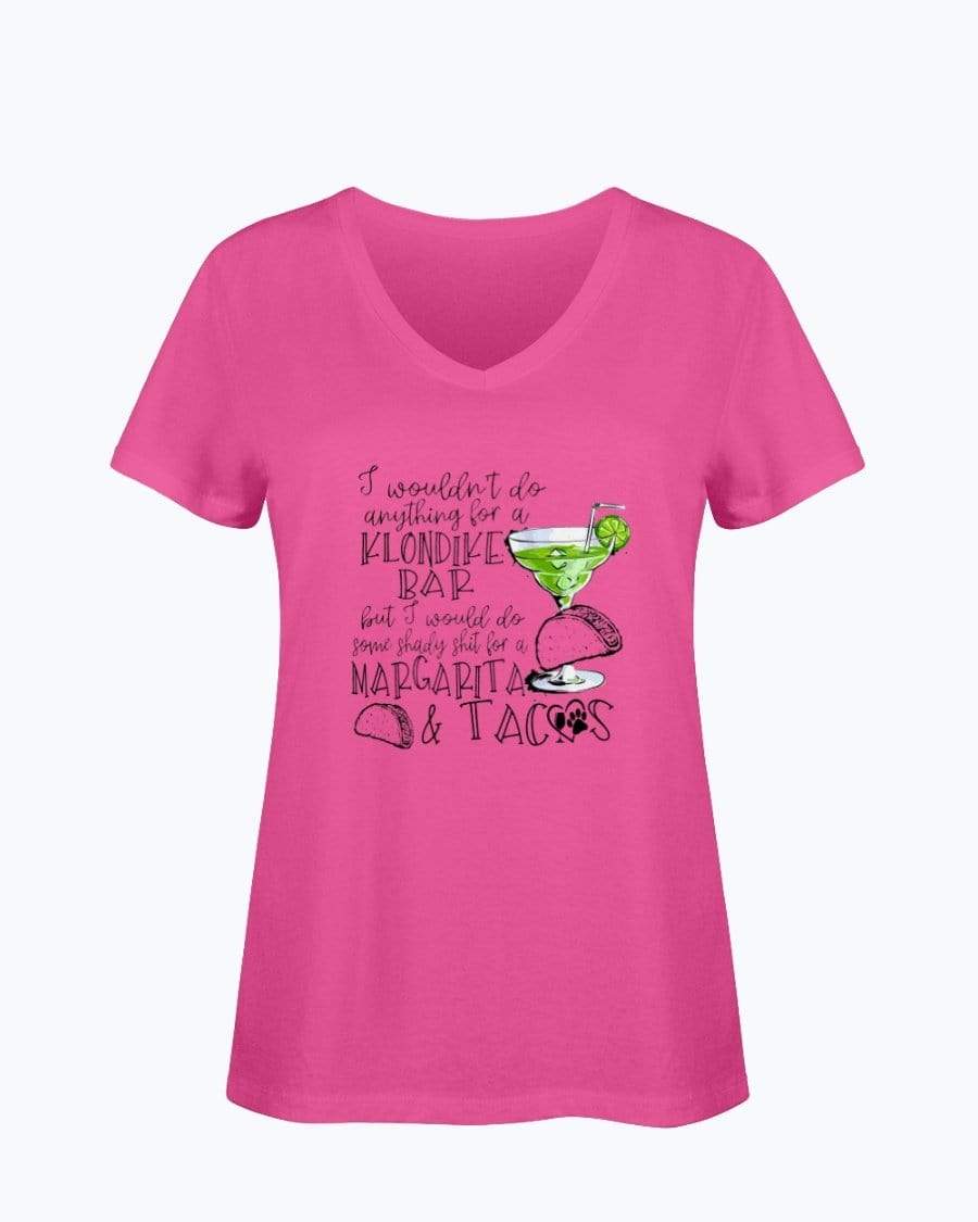 Shirts Cyber Pink / S Winey Bitches Co Margaritas and Tacos Ladies HD V Neck T WineyBitchesCo