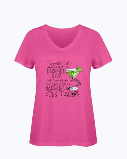 Shirts Cyber Pink / S Winey Bitches Co Margaritas and Tacos Ladies HD V Neck T WineyBitchesCo