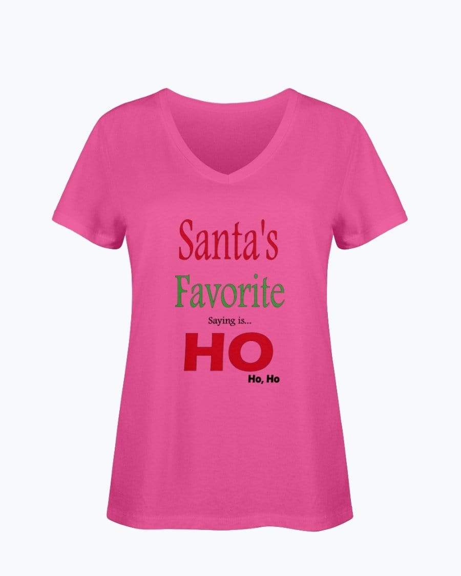 Shirts Cyber Pink / S Winey Bitches Co "Santa's Favorite Saying" Ladies HD V Neck T WineyBitchesCo
