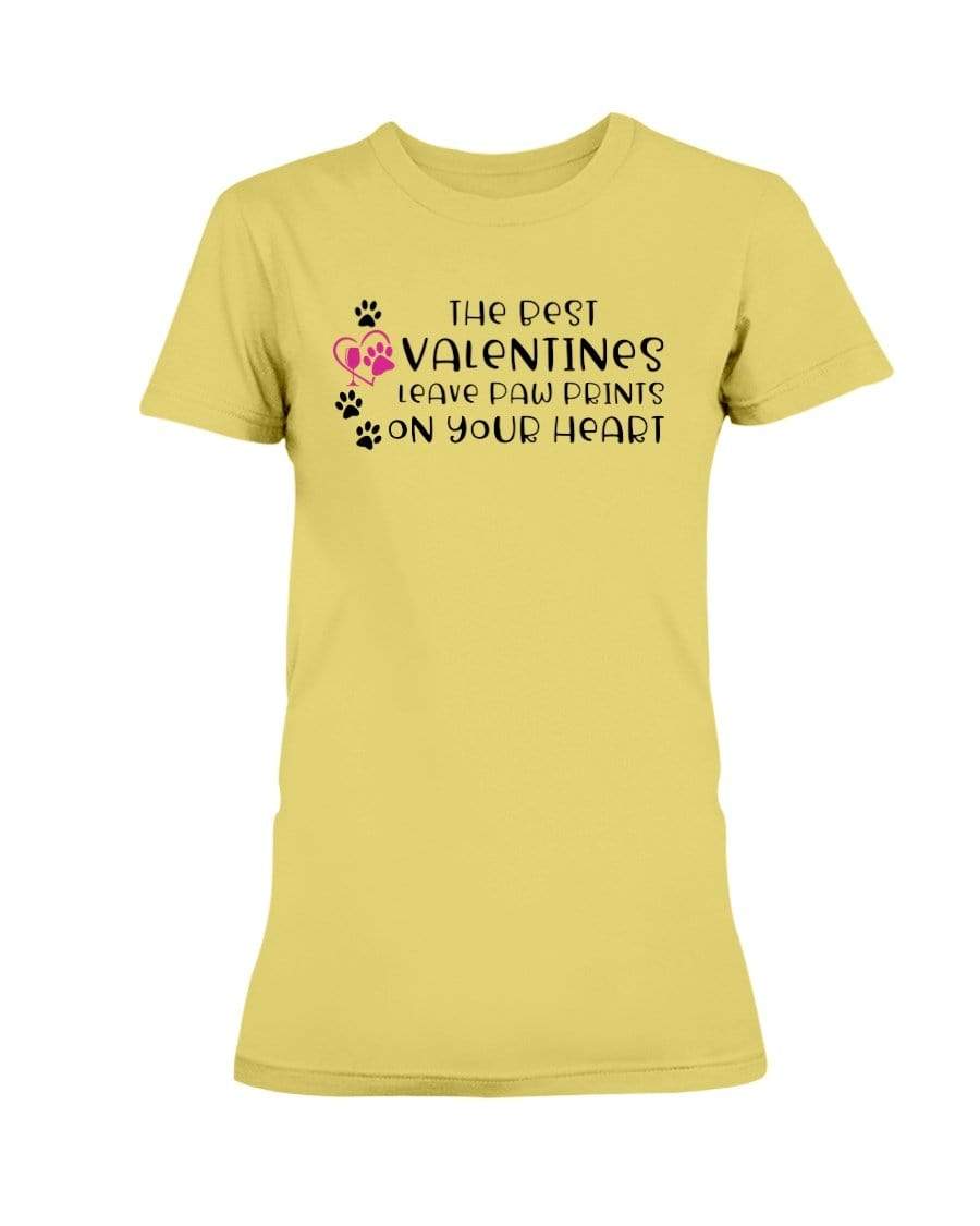 Shirts Daisy / S Winey Bitches Co "The Best Valentines Leave Paw Prints On Your Heart" Ladies Missy T-Shirt WineyBitchesCo
