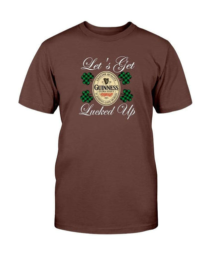 Shirts Dark Chocolate / S Winey Bitches Co "Let's Get Lucked Up" Guinness Wht Lettering Ultra Cotton T-Shirt WineyBitchesCo