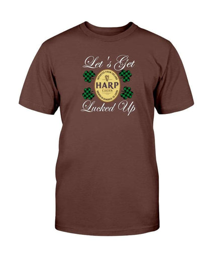 Shirts Dark Chocolate / S Winey Bitches Co "Let's Get Lucked Up" Harp Wht Lettering Ultra Cotton T-Shirt WineyBitchesCo