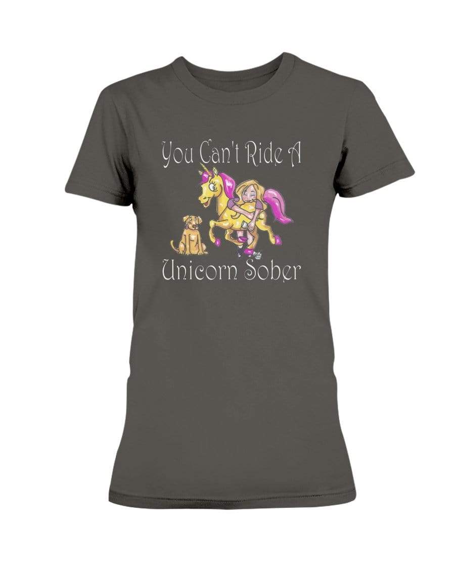 Shirts Dark Chocolate / XS Winey Bitches Co "You Can't Ride A Unicorn Sober" Ultra Ladies T-Shirt WineyBitchesCo