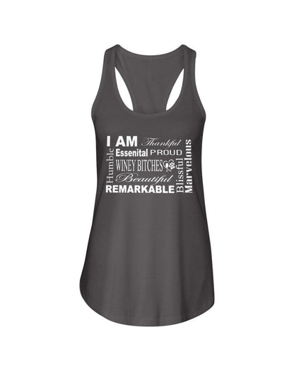 Shirts Dark Gray / XS Winey Bitches Co "I Am Essential" White Letters- Ladies Racerback Tank WineyBitchesCo