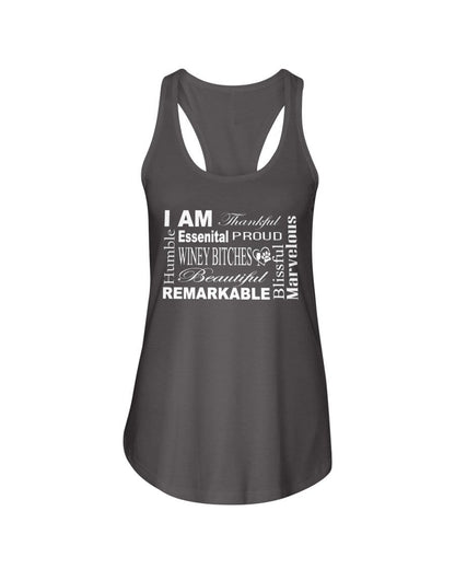 Shirts Dark Gray / XS Winey Bitches Co "I Am Proud" White Lettering- Ladies Racerback Tank WineyBitchesCo