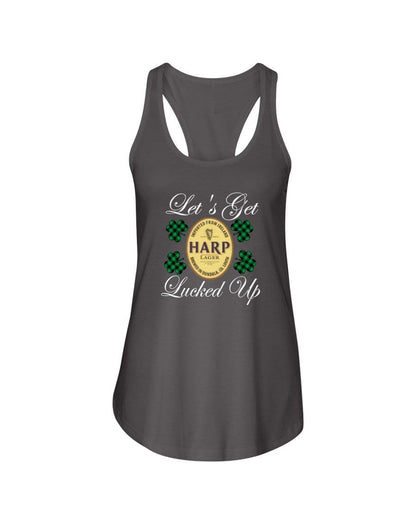 Shirts Dark Gray / XS Winey Bitches Co "Let's Get Lucked Up" Harp Wht Lettering Ladies Racerback Tank WineyBitchesCo