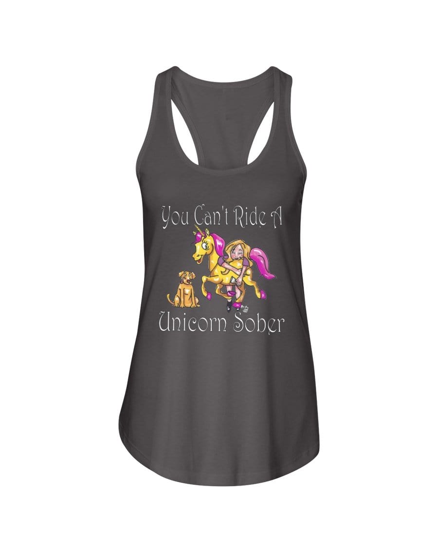 Shirts Dark Gray / XS Winey Bitches Co "You Can't Ride A Unicorn Sober" Ladies Racerback Tank WineyBitchesCo