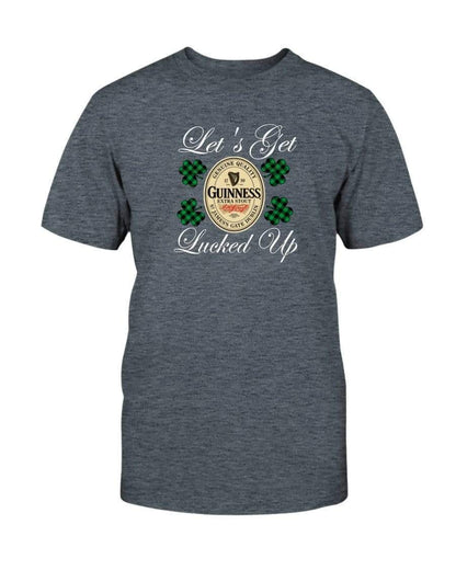 Shirts Dark Heather / S Winey Bitches Co "Let's Get Lucked Up" Guinness Wht Lettering Ultra Cotton T-Shirt WineyBitchesCo