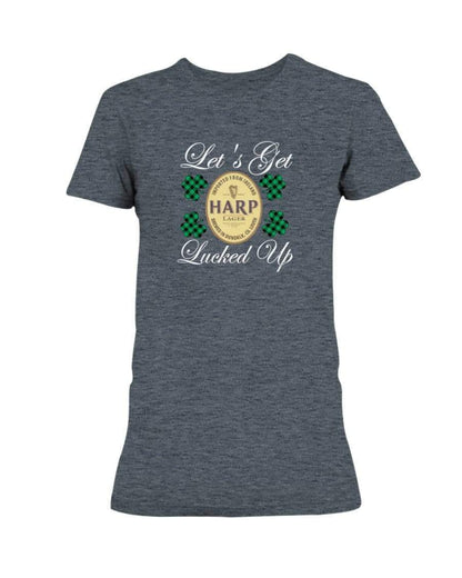 Shirts Dark Heather / S Winey Bitches Co "Let's Get Lucked Up" Harp Wht Lettering Ladies Missy T-Shirt WineyBitchesCo