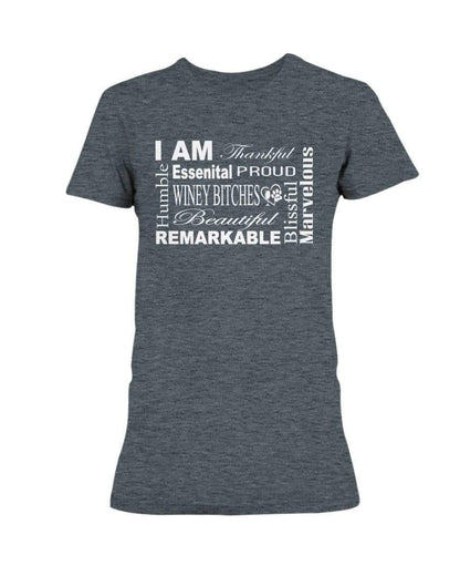 Shirts Dark Heather / XS Winey Bitches Co "I Am Proud" White Lettering- Ultra Ladies T-Shirt WineyBitchesCo