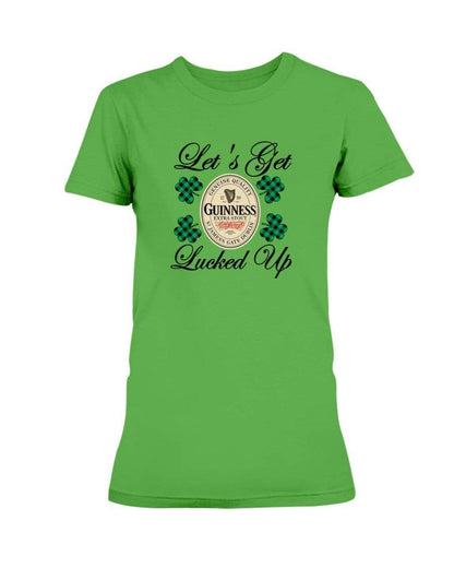 Shirts Electric Green / S Winey Bitches Co "Let's Get Lucked Up" Guinness Ladies Missy T-Shirt WineyBitchesCo