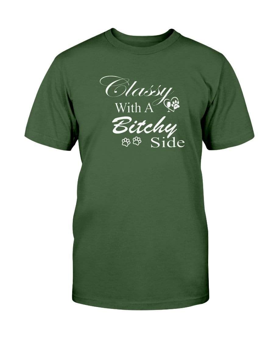 Shirts Forest Green / S Winey Bitches Co "Classy with a Bitchy Side" White Letters -Ultra Cotton T-Shirt WineyBitchesCo