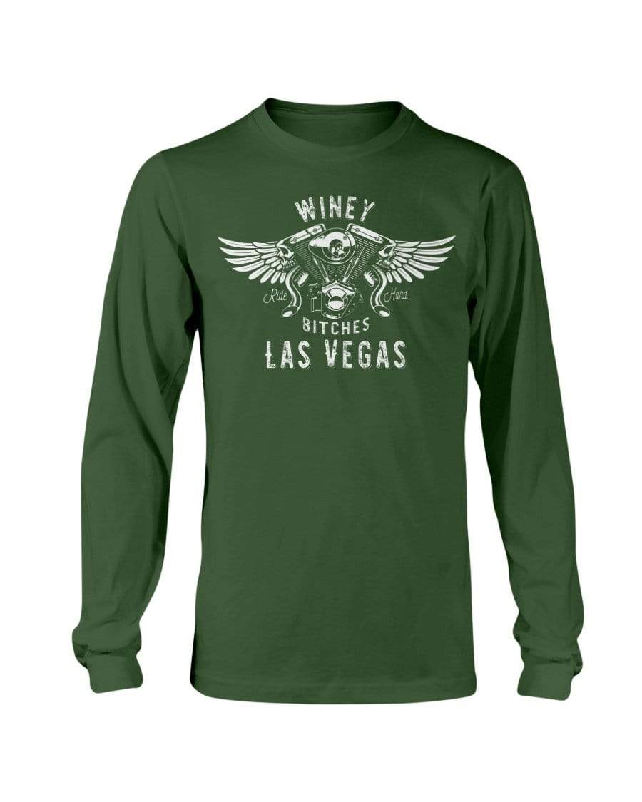 Shirts Forest Green / S Winey Bitches "Ride Hard Las Vegas" Long Sleeve T-Shirt WineyBitchesCo