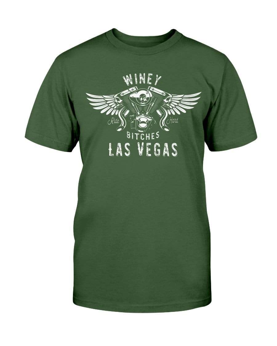 Shirts Forest Green / S Winey Bitches "Ride Hard Las Vegas" Ultra Cotton T-Shirt-Wht Lettering WineyBitchesCo