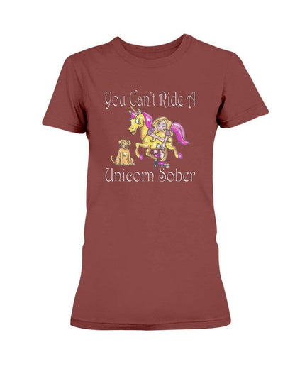 Shirts Garnet / XS Winey Bitches Co "You Can't Ride A Unicorn Sober" Ultra Ladies T-Shirt WineyBitchesCo
