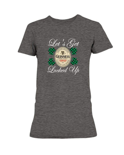 Shirts Graphite Heather / S Winey Bitches Co "Let's Get Lucked Up" Guinness Wht Lettering Ladies Missy T-Shirt WineyBitchesCo
