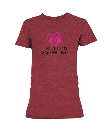 Shirts Heather Red / S Winey Bitches Co "I Rescued My Valentine" Ladies Missy T-Shirt WineyBitchesCo