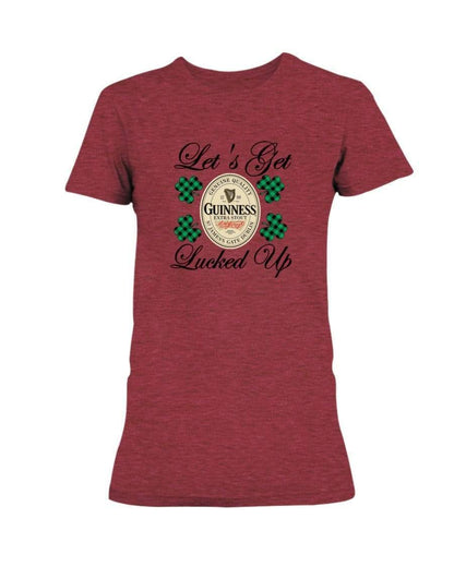 Shirts Heather Red / S Winey Bitches Co "Let's Get Lucked Up" Guinness Ladies Missy T-Shirt WineyBitchesCo